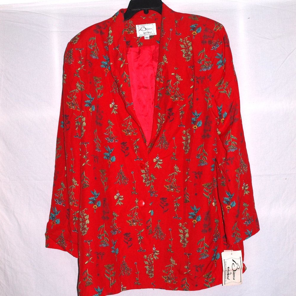 Bianca By Underwood Multi-Colored  Floral Print Jacket Women's Size 20
